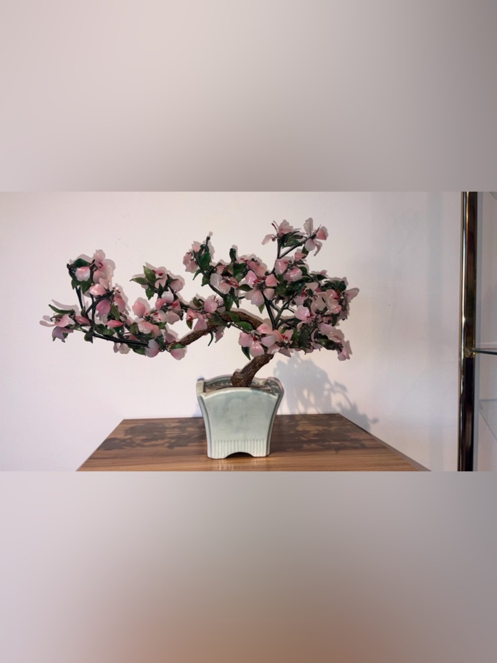Pink Blossom Faux Bonsai in Ceramic Planter